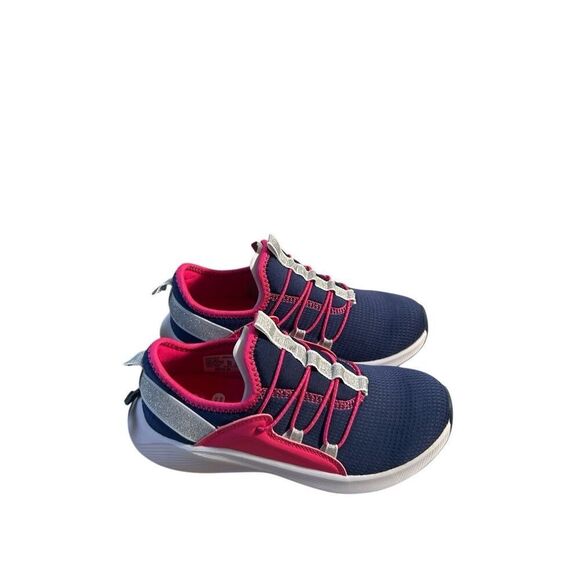 Athletic works girl sneakers size 2 no laces new navy pink - Picture 1 of 8